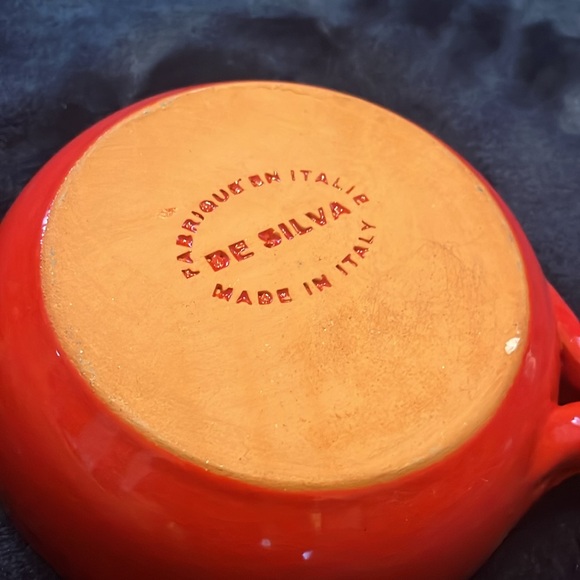 De Silva terracotta soup bowl red glaze pottery crock Italy handle - Picture 6 of 6